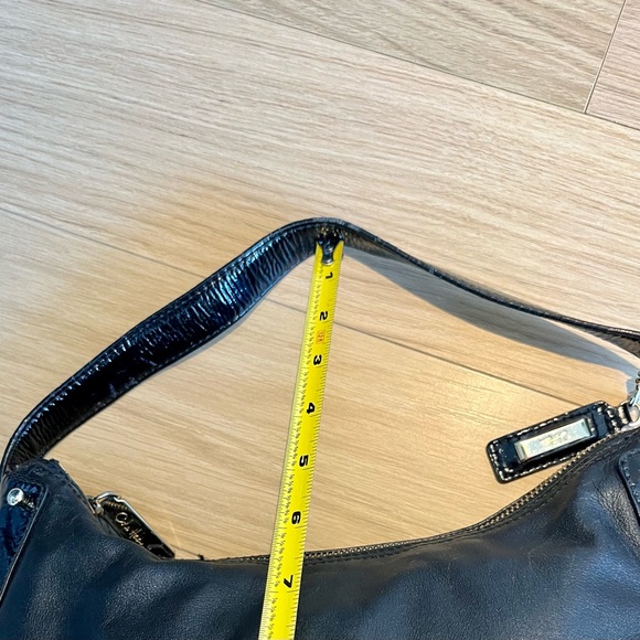 COLE HAAN Leather handbag, Black with gold accents; Good condition - Picture 4 of 12